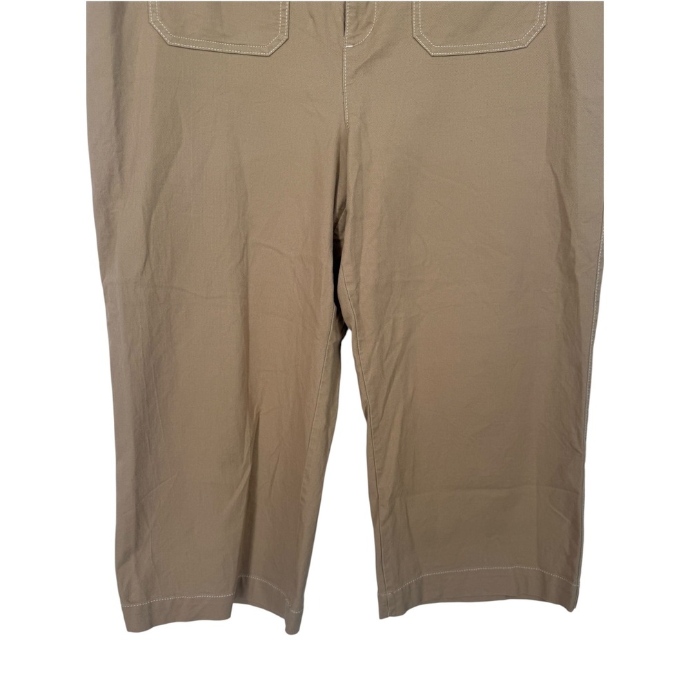LOFT Womens Palmer Wide Leg Cropped Pants Tan Size 14P Neutral Preppy Casual - Picture 9 of 12
